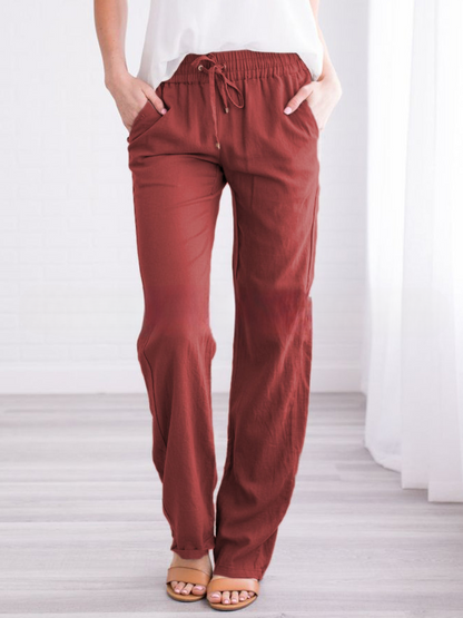 Women's Casual Summer Linen Pants | With Drawstring