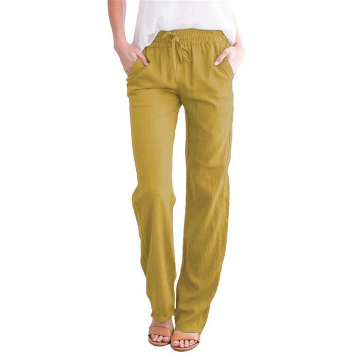 Women's Casual Summer Linen Pants | With Drawstring
