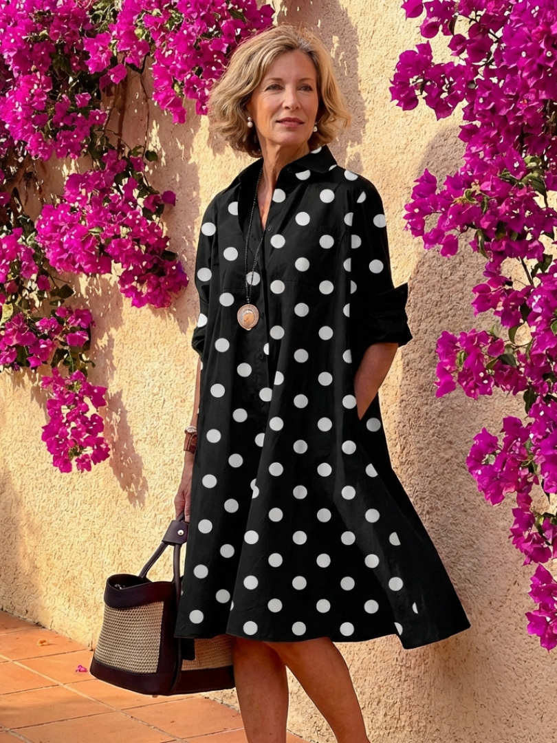 Women's Casual Loose Fit Shirt Dress | Midi