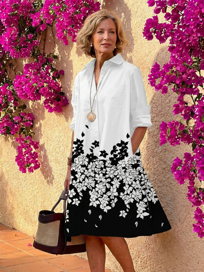 Women's Casual Loose Fit Shirt Dress | Midi