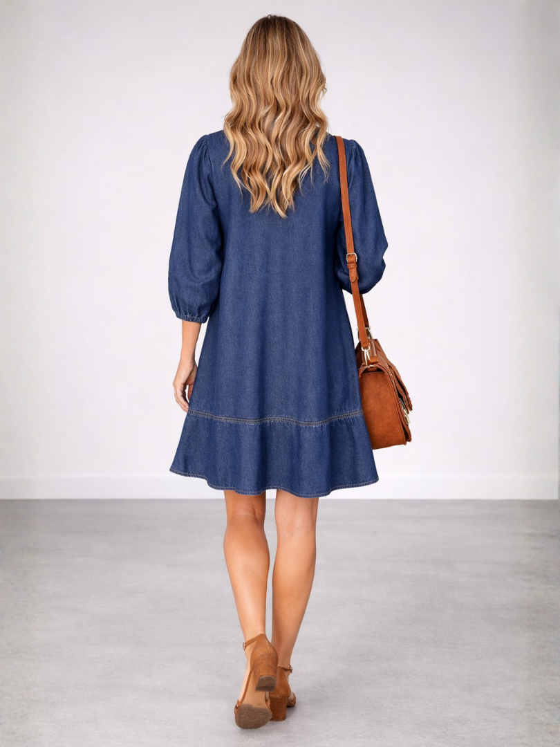 Women's Long Sleeve Mini Dress | V-Neck