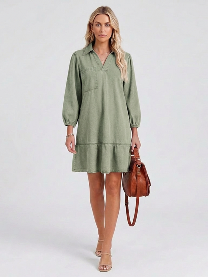 Women's Long Sleeve Mini Dress | V-Neck