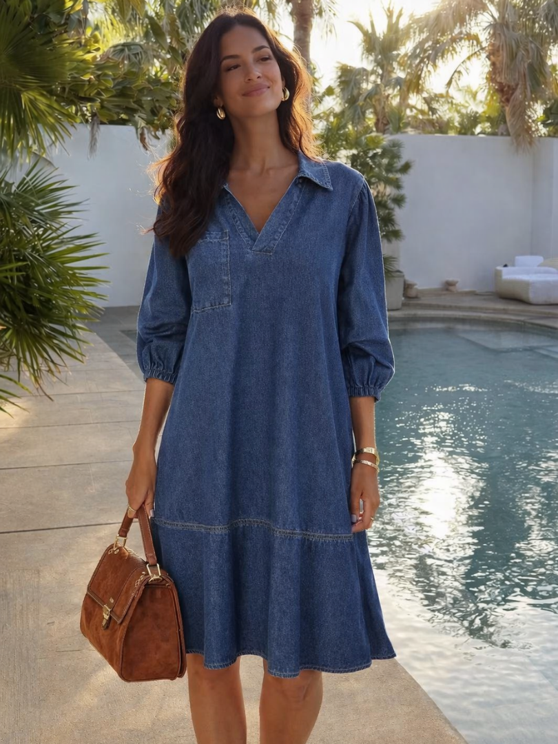 Women's Long Sleeve Mini Dress | V-Neck