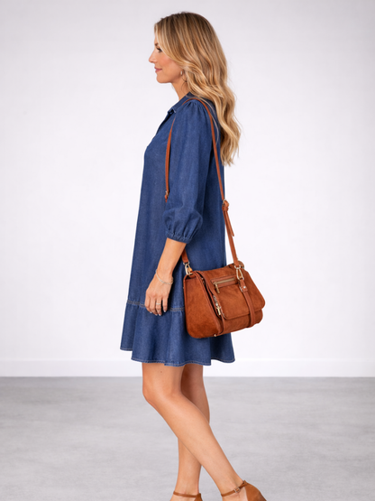 Women's Long Sleeve Mini Dress | V-Neck