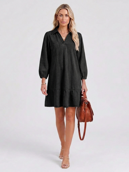 Women's Long Sleeve Mini Dress | V-Neck