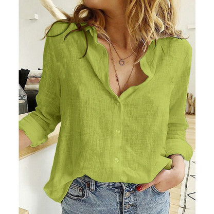 Women's Casual Linen Blouse | Long Sleeve