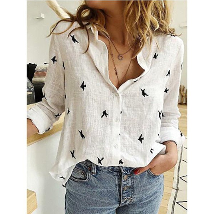 Women's Casual Linen Blouse | Long Sleeve