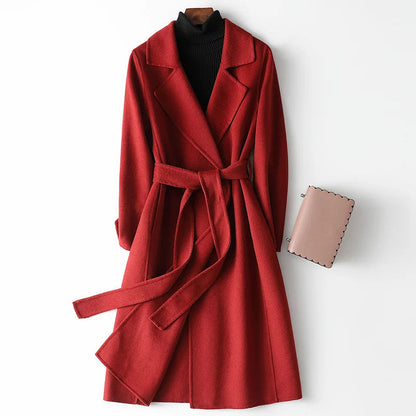Women's Midi Wrap Coat | with Tie Belt