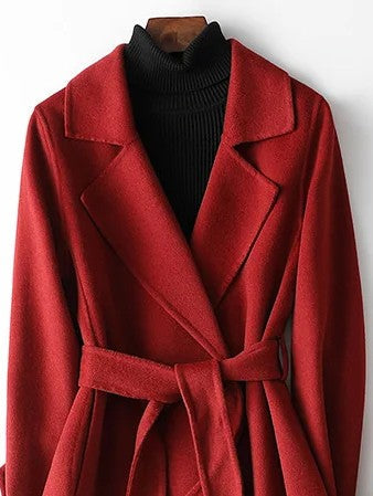 Women's Midi Wrap Coat | with Tie Belt