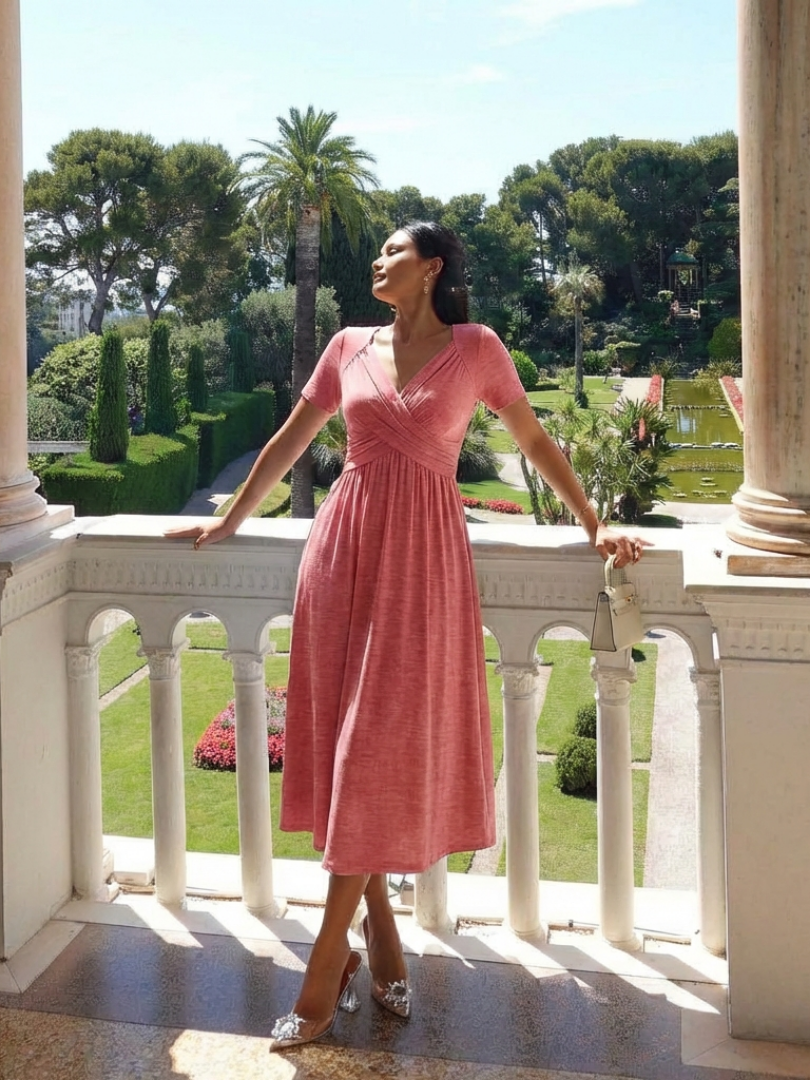 Women's Casual V-Neck Maxi Dress | with Pockets