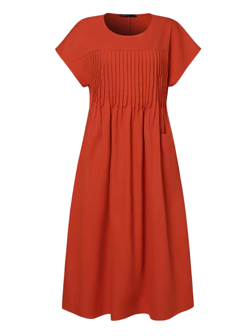 Women Casual Short Sleeve Midi Dress | with Pockets