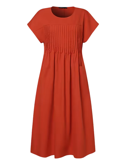 Women Casual Short Sleeve Midi Dress | with Pockets