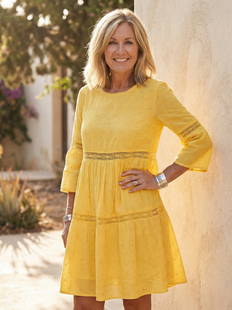 Women’s Tiered Boho Mini Dress | 3/4 Sleeve