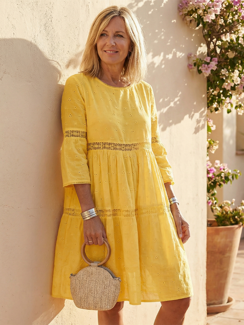 Women’s Tiered Boho Mini Dress | 3/4 Sleeve
