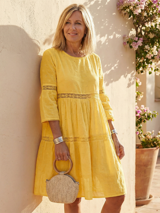 Women’s Tiered Boho Mini Dress | 3/4 Sleeve