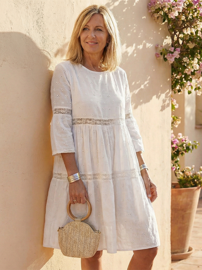 Women’s Tiered Boho Mini Dress | 3/4 Sleeve