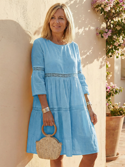 Women’s Tiered Boho Mini Dress | 3/4 Sleeve