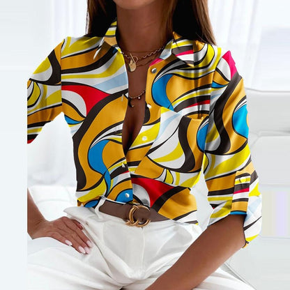 Women's Printed Button-Down Blouse | Long Sleeve