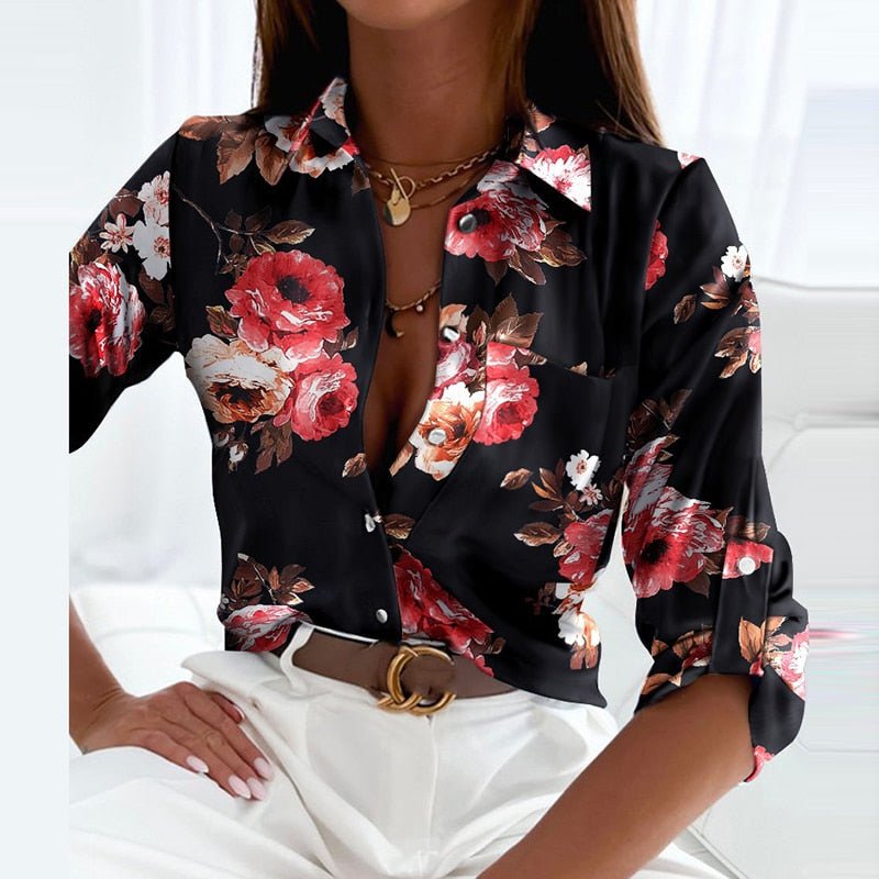 Women's Printed Button-Down Blouse | Long Sleeve