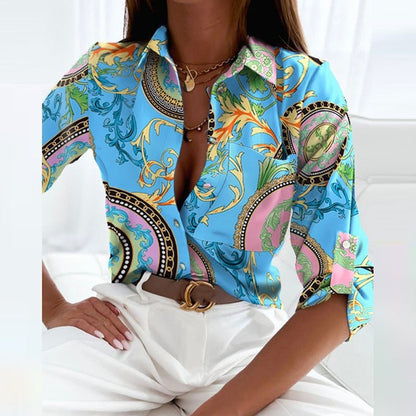 Women's Printed Button-Down Blouse | Long Sleeve
