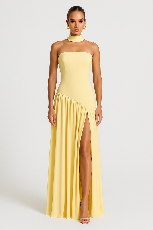 Party Strapless Dress | High Slit