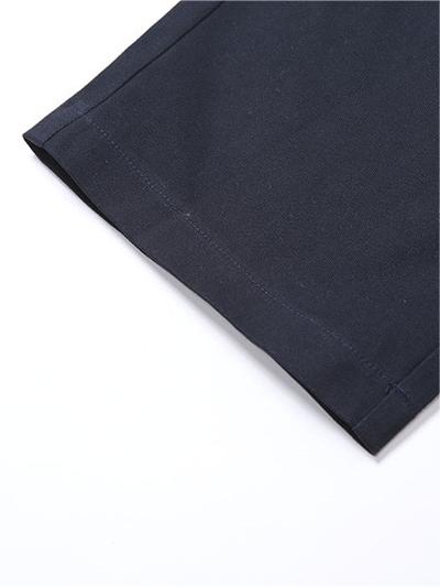 Dark Blue Straight Leg Pants with Foldable Waist Design