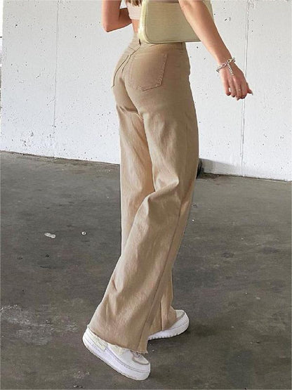 Beige flare-jeans met hoge taille