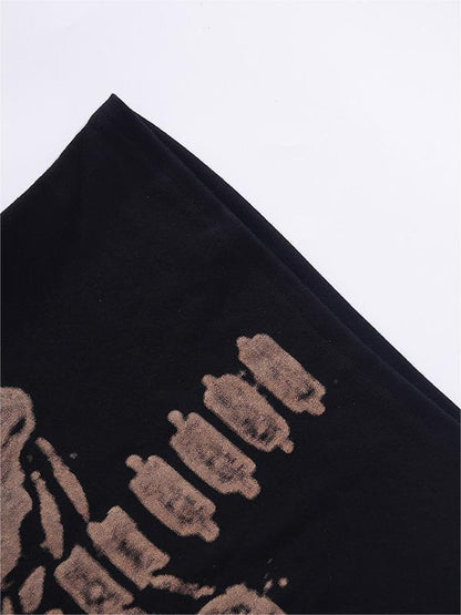 Black Vintage Crop Top with Skeleton logo