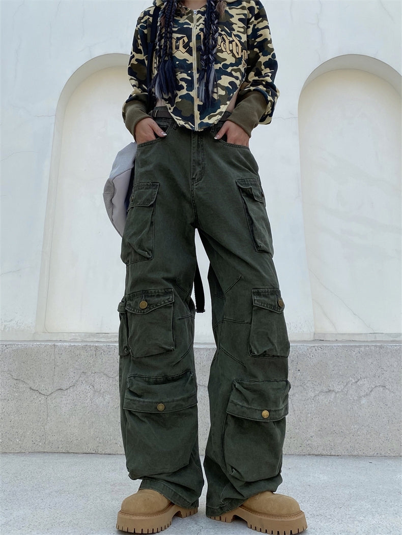 Vintage Baggy Cargo Jeans with Multiple Pockets