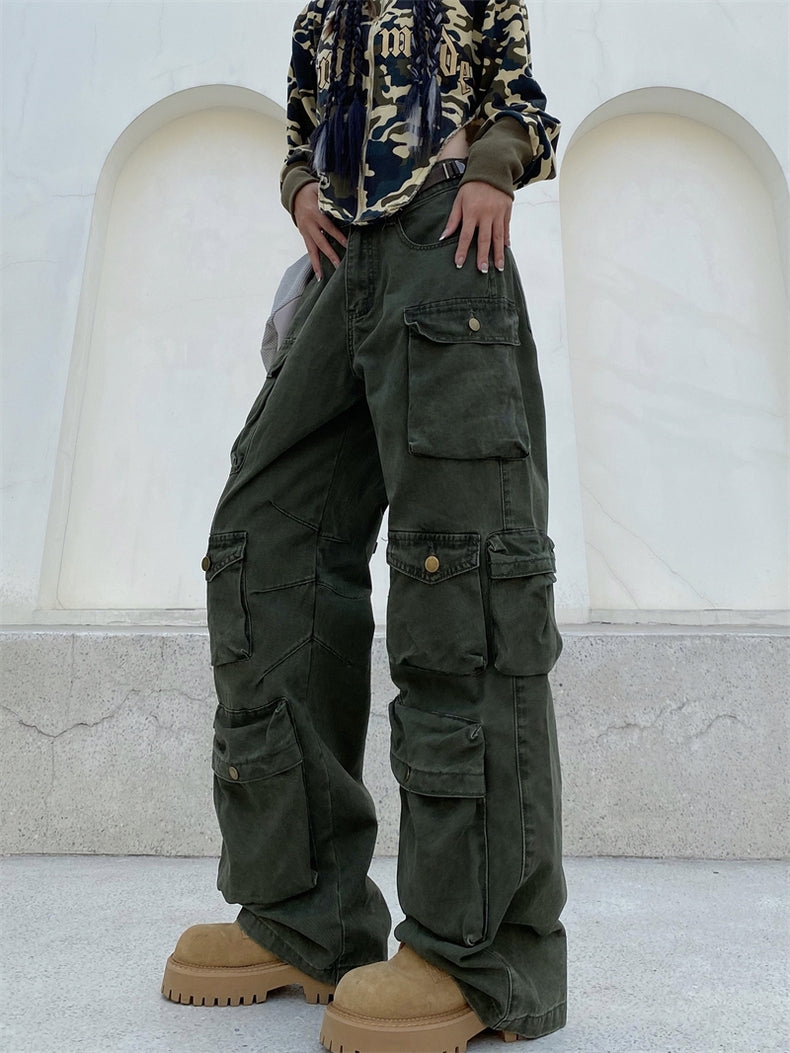 Multiple Pockets Rusty Baggy. Trendy Cargo Pants