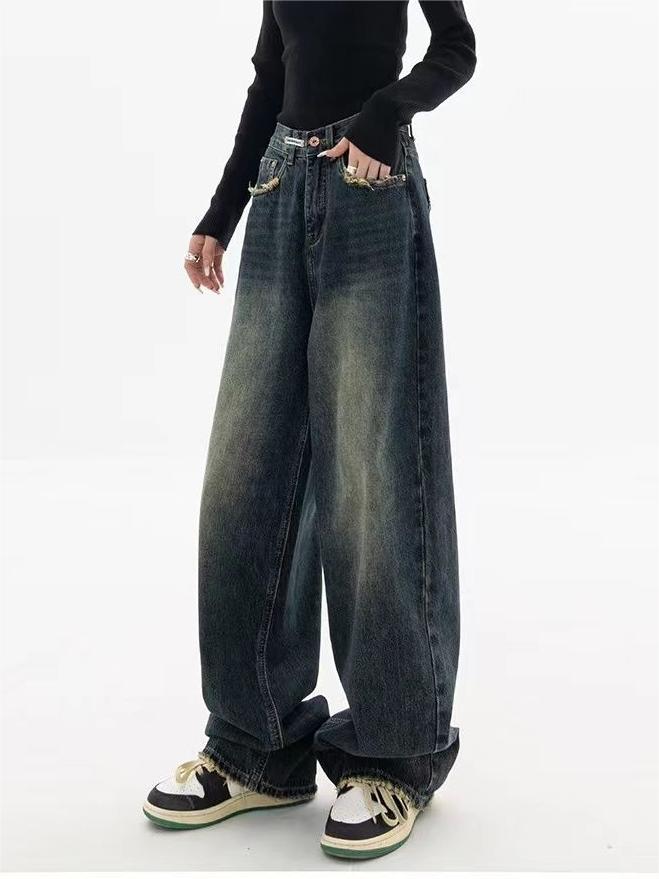 Vintage flodderige Boyfriend-jeans met verwassen effect