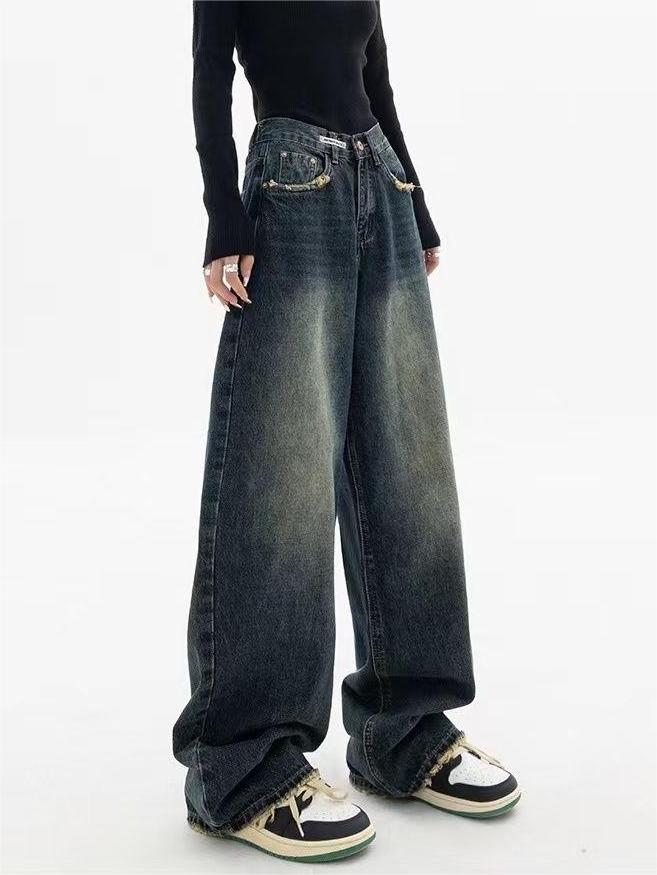 Vintage flodderige Boyfriend-jeans met verwassen effect