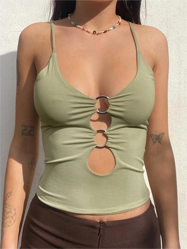 Cut-Out Crop Cami Top with O-Ring Design