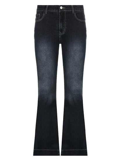 Washed Effect Low Waist Vintage Flare Jeans