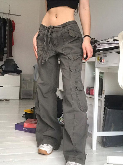 Grey 90s Vintage Cargo Pants with Cargo Pockets