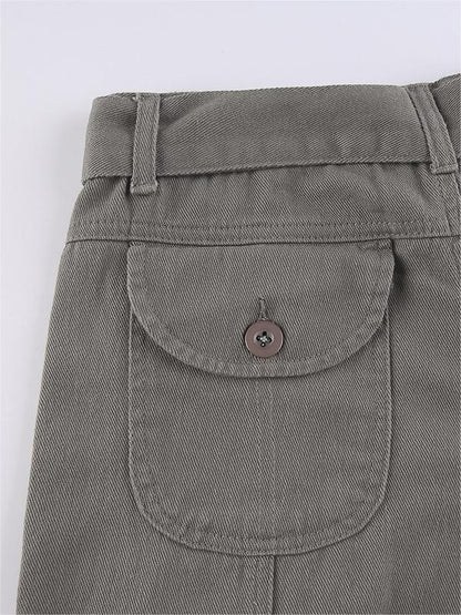 Pantalon cargo gris vintage des années 90 avec poches cargo