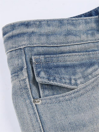 Vintage Boyfriend-jeans met verwassen effect en sterrenpatch