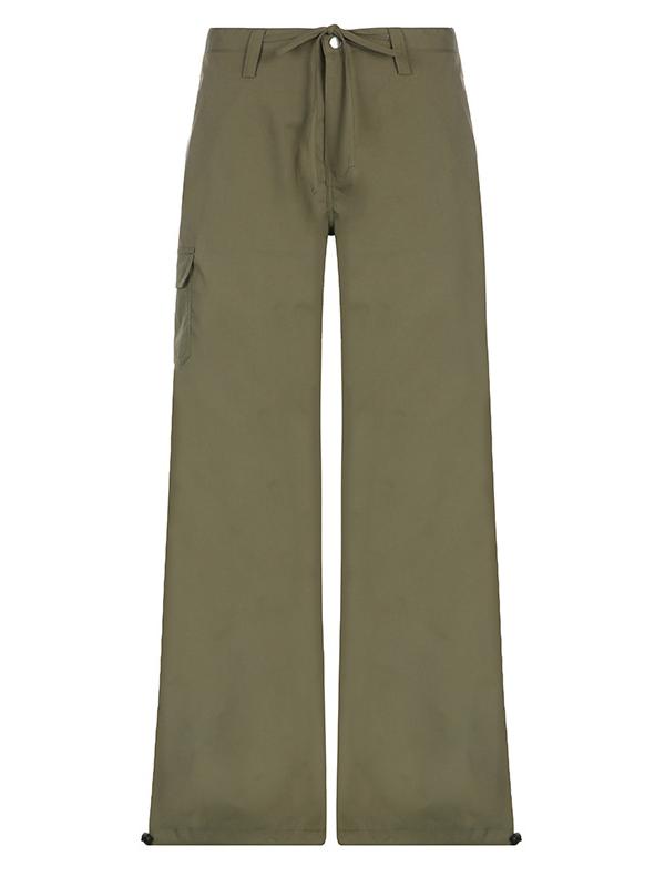 Green Cargo Pants with Straight Leg and Pockets