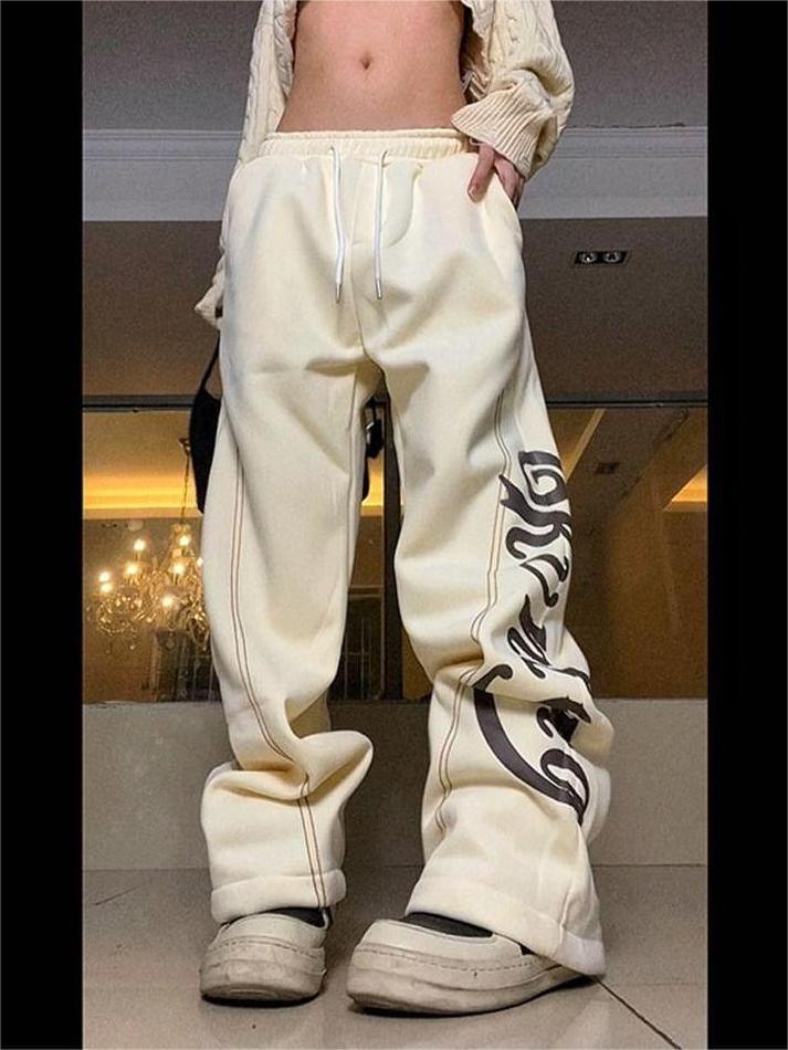 Old School Baggy Sweatpants with Letter Print