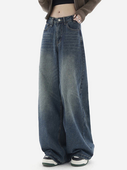 Vintage Washed Effect Baggy Boyfriend Jeans