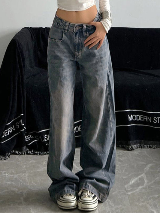 Vintage versleten boyfriend jeans met gewassen effect