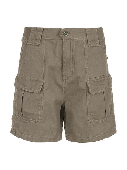 Grey Denim Cargo Shorts with Straight Leg