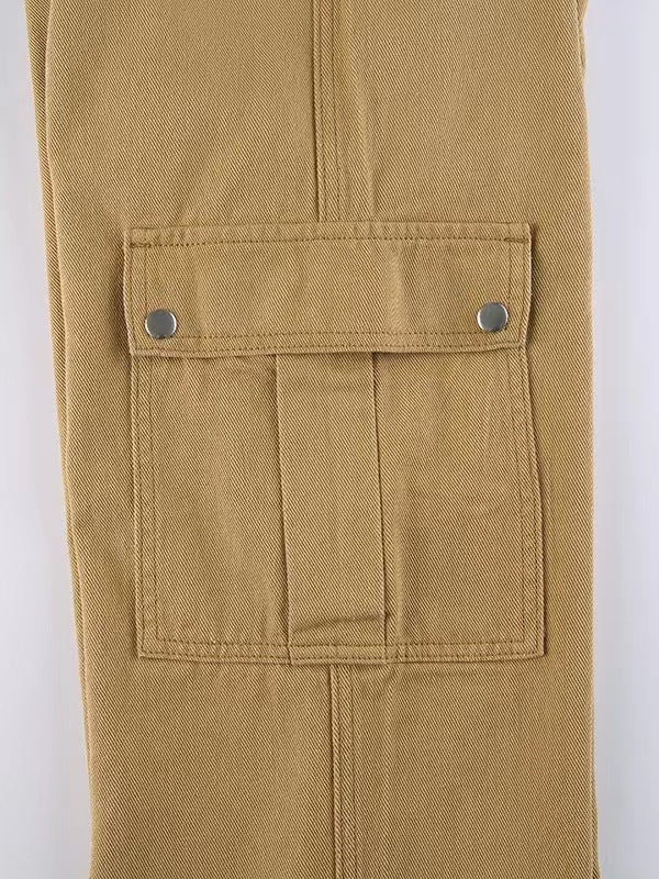 Brown Classic Vintage Cargo Jeans with Pocket