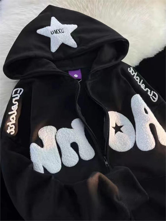 Y2K oversized hoodie met letterprint