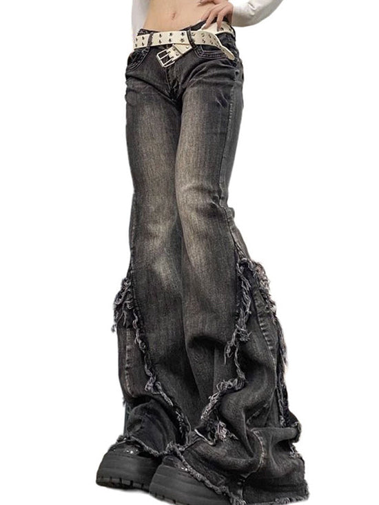 Y2K Mid Rise Dark Wash Flare Jeans (S)