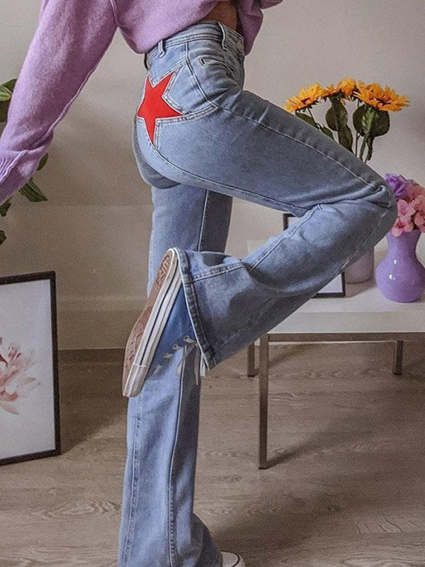 Flare Jeans with Back Star Patch