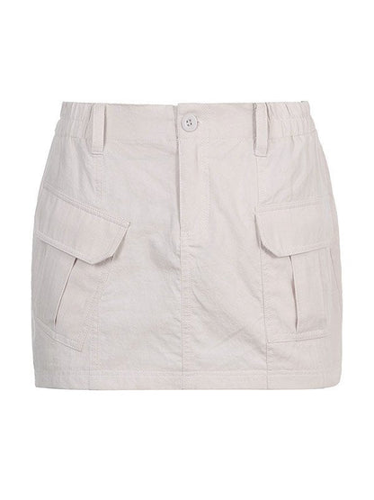 White Mini Skirt with Cargo Pockets