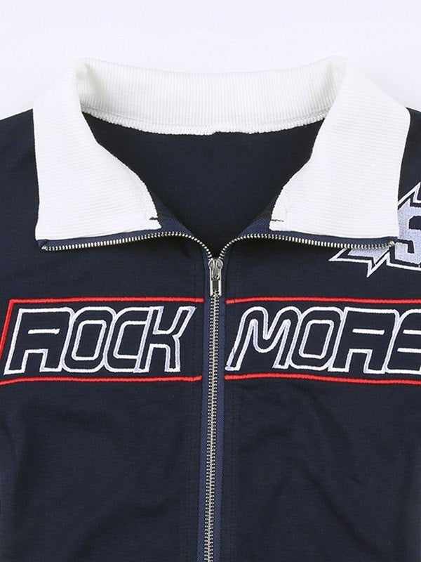 Crop Moto Jacket with Embroidered Logo
