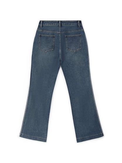 Vintage Flare Jeans with Stripes Design