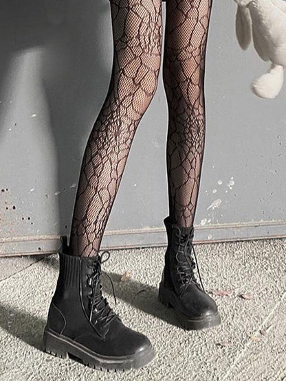 Fishnet Tights with Spider Web Pattern
